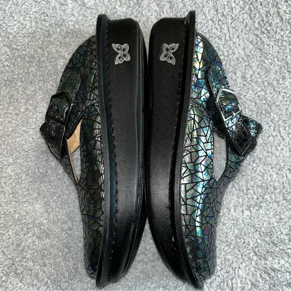 Alegria Black Mules with Iridescent Finish - Picture 4 of 5